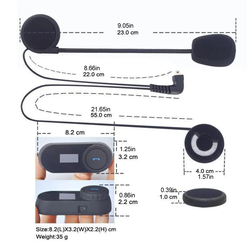 

800m Motorcycle Bluetooth Helmet Headset BT Wireless Earphone Waterproof Handsfree Headphone Motorbike Headsets