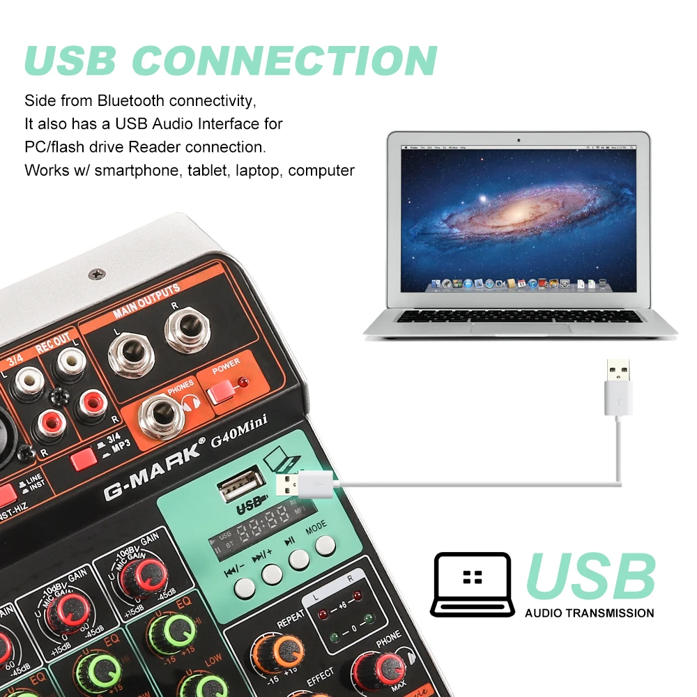 G MARK g40 мини аудио микшер DJ портативный музыкальный микшерный пульт Bluetooth USB 48V