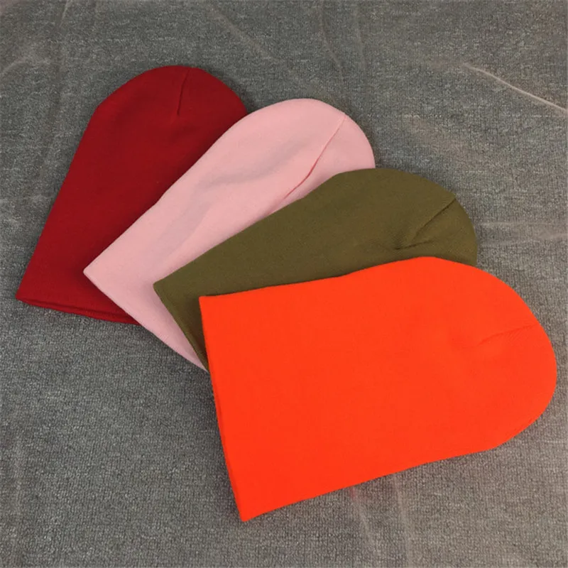 

17 Colors Spring Autumn Winter Hat For Unisex Solid color Knitted Beanies Thick Warm Vogue Ladies Hat Female Beanie Hats AD035