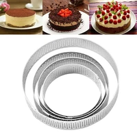 mousse cake rings round stainless steel round perforated tartlet molds pizza dessert mould tart ring kitchen baking tool