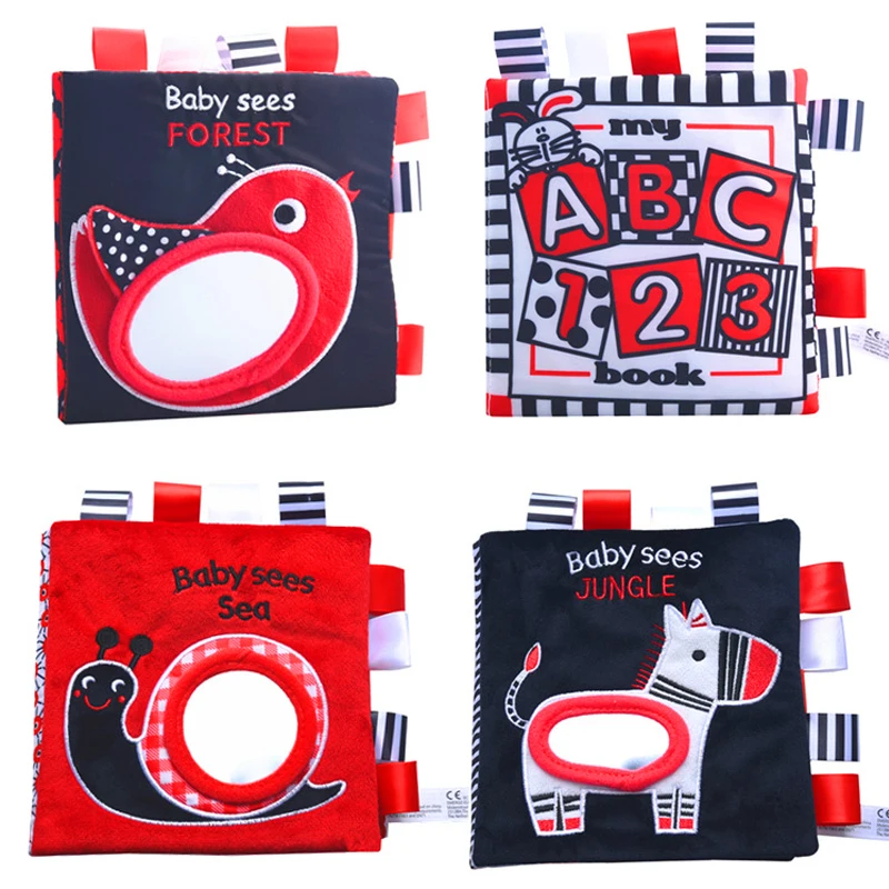 

Baby Learning Books Black White Enlightenment Educational Rattle Book Creative Toy with Bright Color for Newborn Christmas Gifts