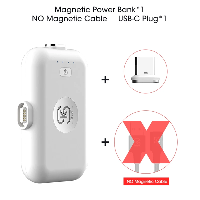 for usb-c plug SIKAI 11 Gen Супер Мини Магнитный аварийный внешний аккумулятор для iphone X Xs XR портативный милый источник питания для huawei mate 20 P30 - Тип штекера: for usb-c plug