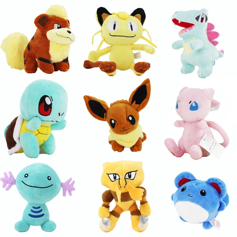Аниме плюшевые игрушки Mew Eevee Сквиртл тоудил Meowth Wooper Marill Growlithe Alakazam мягкие