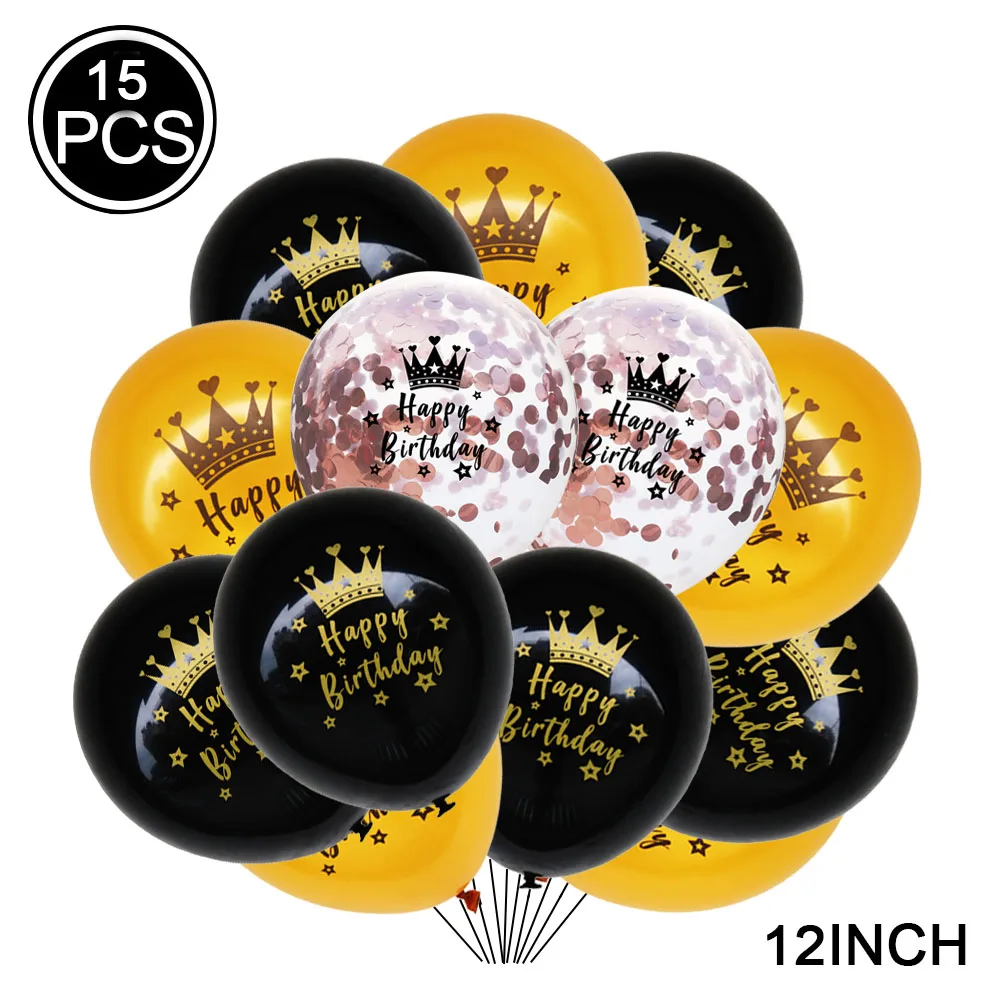 

Crown Black Gold Balloon Number Balloon Set 16/18/21 Number Printing Balloon Anniversary Baby Birthday Party Decoration