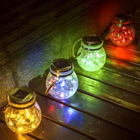 30 led solar garden light crack ball glass mason jar night light lanterns for courtyard patio garden wedding table decoration