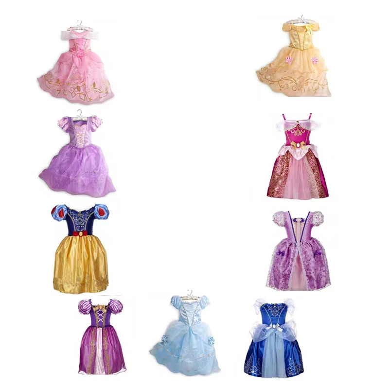 

2-8t Girl Princess Dress Rapunzel Dress Up Baby Snow White Belle Cinderella Cosplay Costume for Party Birthda