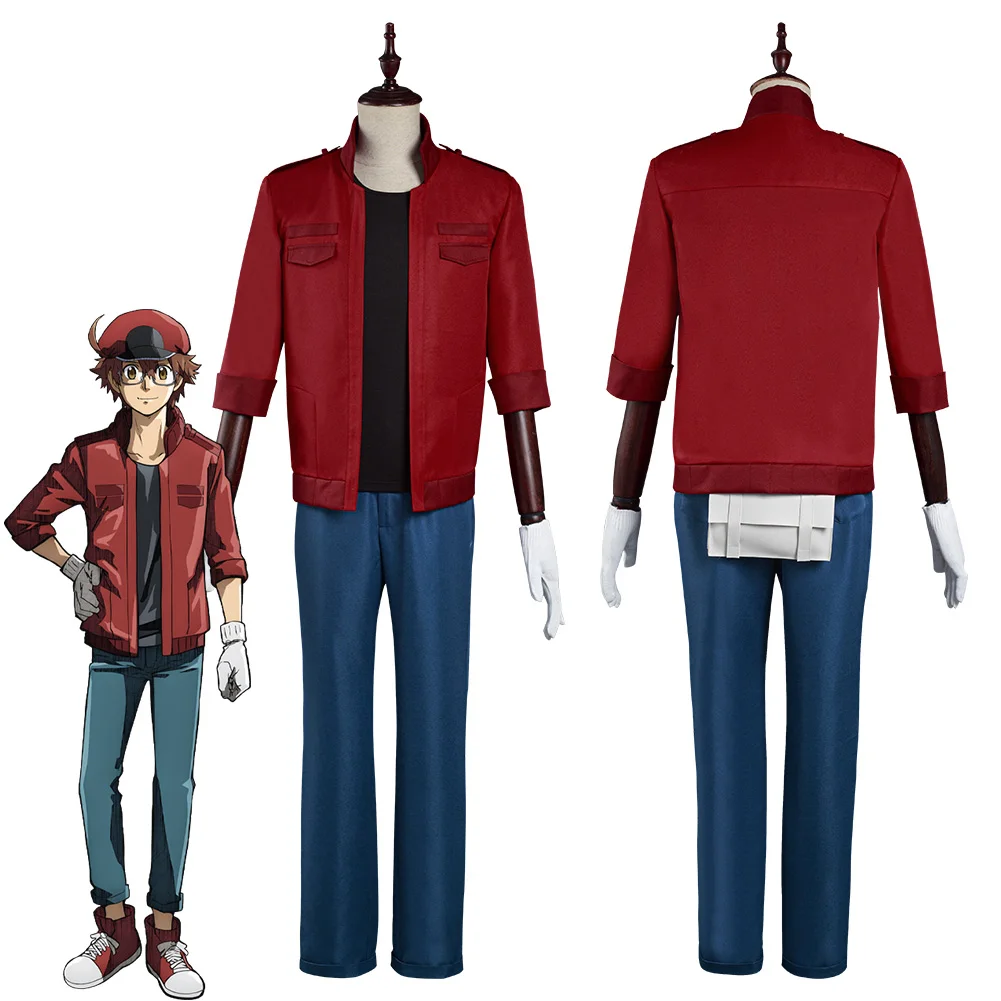 

Cells at Work Cosplay Code Black Hataraku Saibou Black Sekkekkyuu /Red Blood Cell Cosplay Costume Coat Pants Outfits Suit