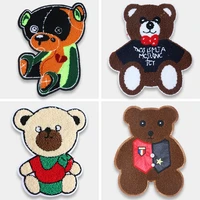 cute bear pattern towel embroidered patch fashion diy anime cartoon badge embroidery for sewing and needlework applique fabrics