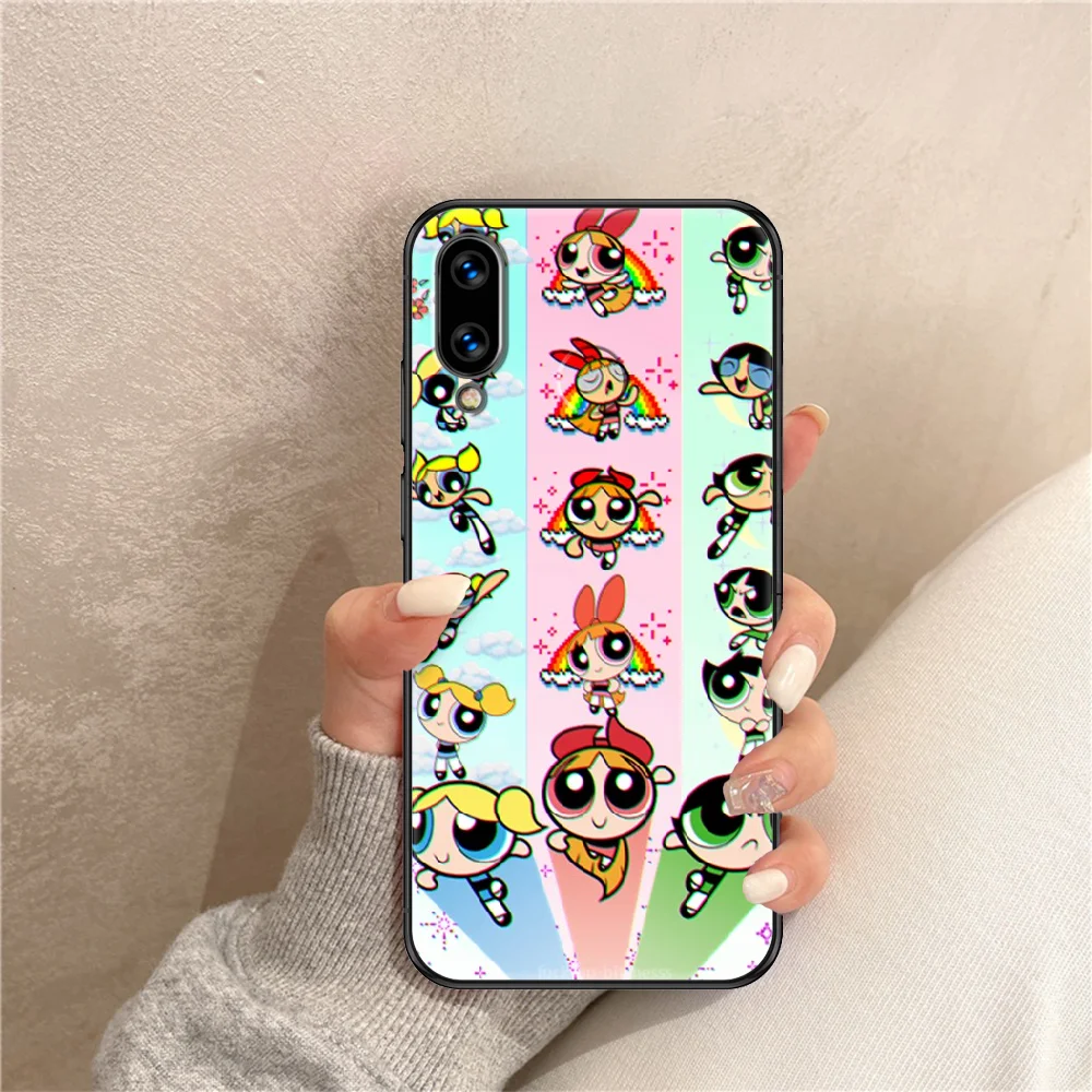 

Lovely Powerpuffs cute Girl Phone case For Huawei Honor 6 7 8 9 10 10i 20 A C X Lite Pro Play black fashion waterproof painting