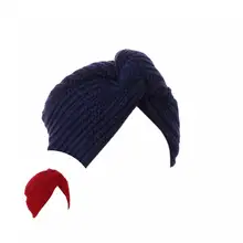 Acrylic Fiber  Stylish Women Knitted Indian Turban Hat Skin-friendly Beanie Cap Fashion   for Campin