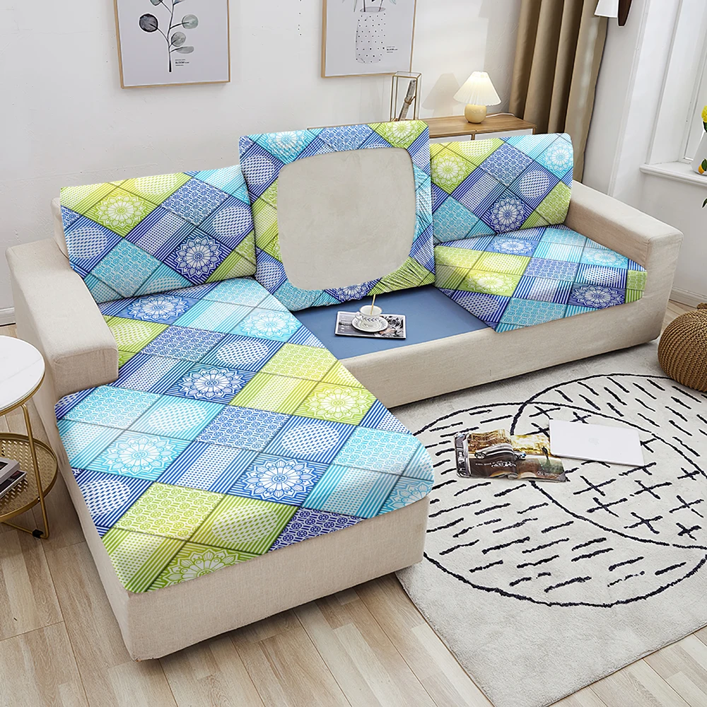 Elastic Sofa Seat Cushion Cover Mandala Pattern Slipcover Pets Kids Furniture Protector L Shape Slipcovers | Дом и сад