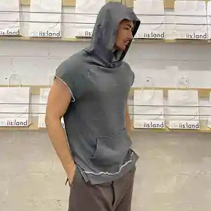 Новый стиль летние мужские Тонкий черный high street с коротким рукавом Толстовка метросексуалов мужская повседневная хлопка с капюшоном хип хмель Топы на бретельках T326