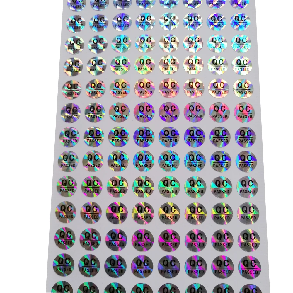 1000pcs Spot Supply QC PASSED Hologram PET Paper Label Product Certification Stickers