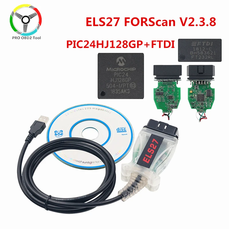 V2.3.8 ELS27 FORScan OBD2 сканер автомобильный диагностический инструмент кабель зеленая
