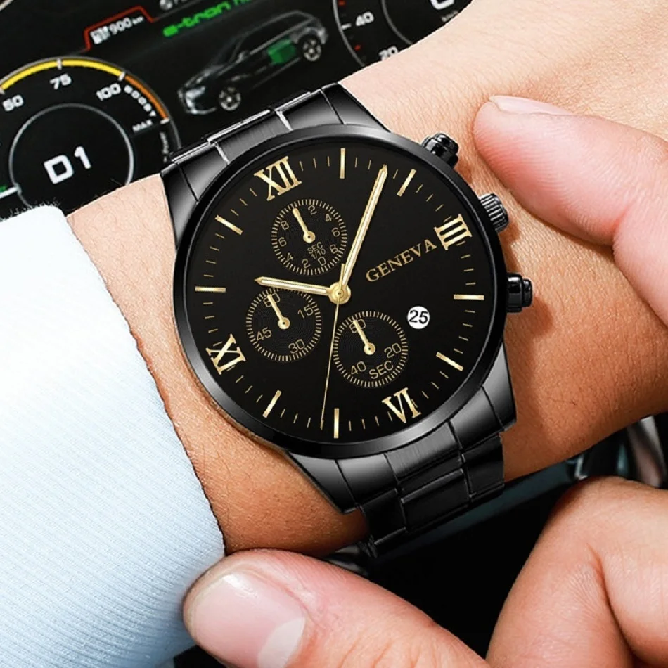 Watch Men Fashion Business Watches Luxury Calendar Clock Man Stainless Steel Quartz Wrist Watch reloj hombre