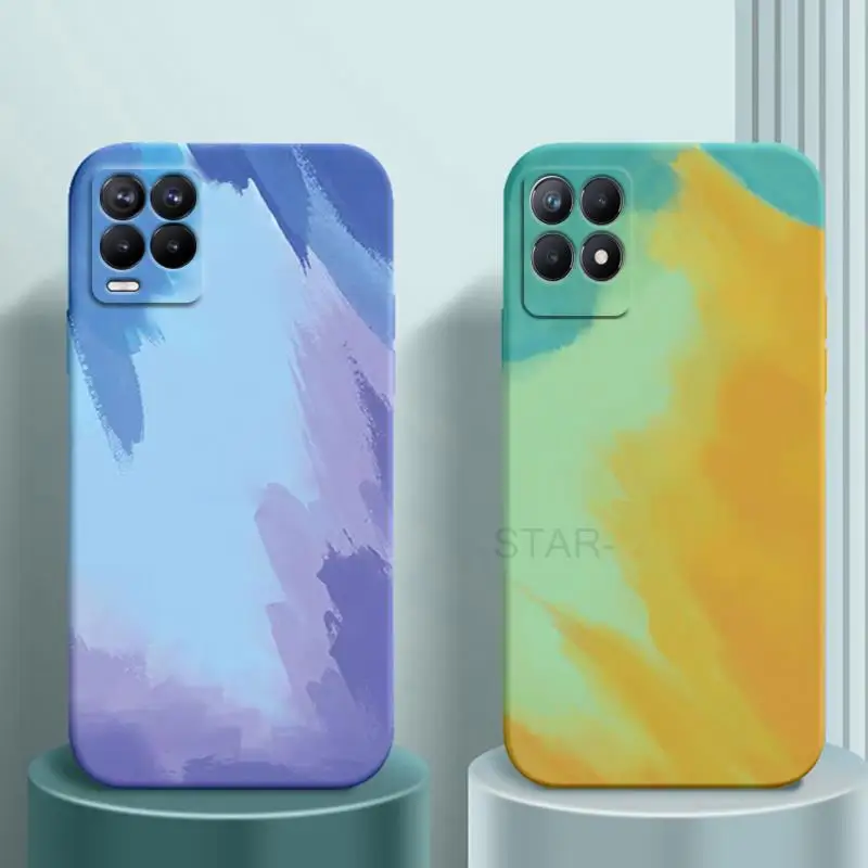 square soft silicone phone case for oppo realme 8i 8 pro 4g 5g realme8 i 8pro 7 6 7pro 6pro watercolor painted back cover free global shipping