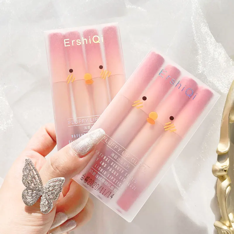 

4Pcs Sexy Liquid Lipstick Set Matte Velvet Lip Gloss Red Orange Paste Lip Glaze Moisturize Lasting Waterproof Lip Tint Cosmetics
