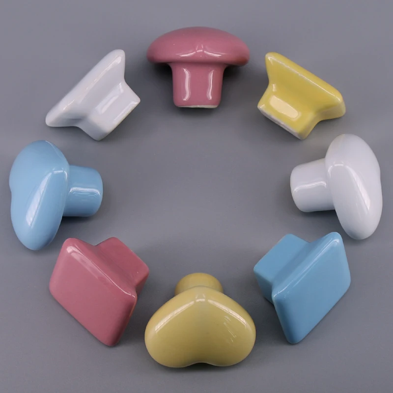 

1x Decorative Porcelain Cabinet Door Drawer Pull Handle Knobs Ceramic Heart Shell Furniture Knobs for Children room