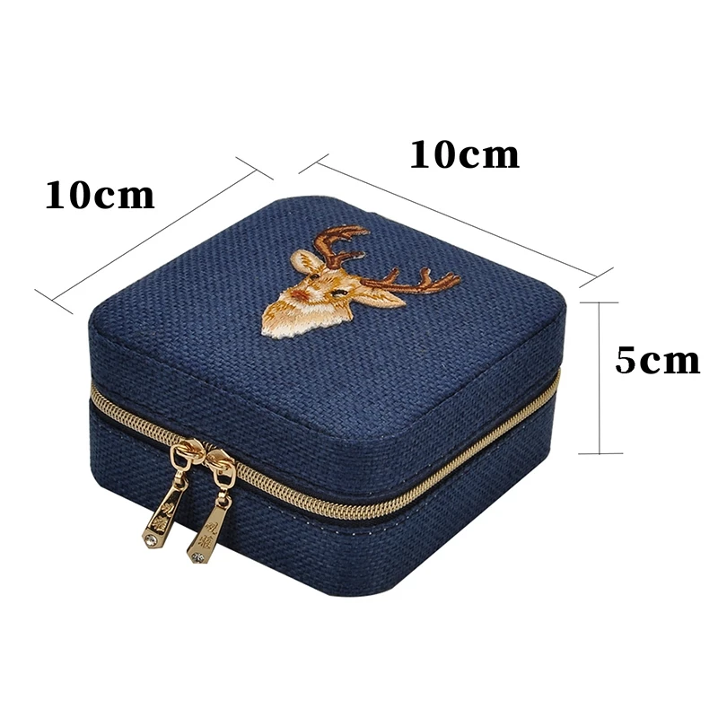 

New Linen Box Multifunction Necklace Ring Earings Bracelet Storage Box Organizer Girl Gift