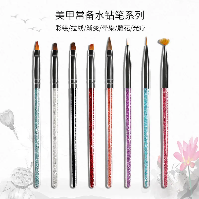 

Nail Art Crystal Brush Set Flower Fan Blooming Pen Nail Art Painting Carving Light Therapy Pen Nail Art Tool Art Brush Set Nails