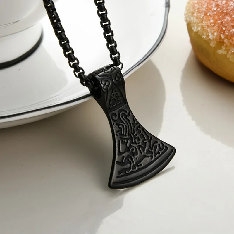 Скандинавский викинговый Воин Ожерелье с топором винтажный черный/серебряный
