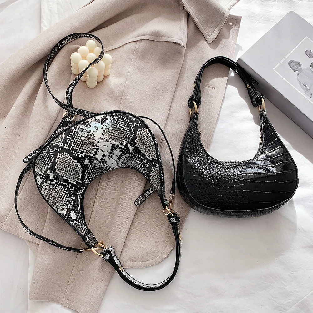 

Women PU Leather Retro Crossbody Bags Fashion Snake Pattern Shoulder Handbags Popular Simple Female Daily Bag