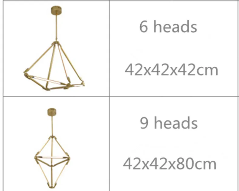 6/9 головок скандинавский геометрический светодиодный подвесной светильник с