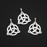 7pcslots 27x35mm antique silver plated triquetra triangle charms vintage symbol pendants for diy bangles jewelry making finding