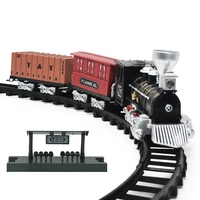electric train toy with led light for boy children games set with railway retro model train sound tain kids gift