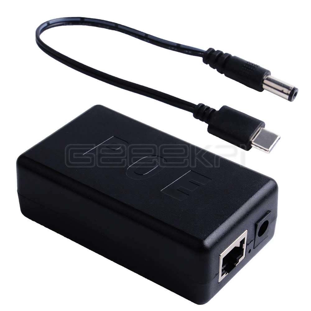 Кабель PoE Gigabit Raspberry Pi 4B активный сплиттер USB Type-C 48 В до 5 Power Over Ethernet коммутатор для