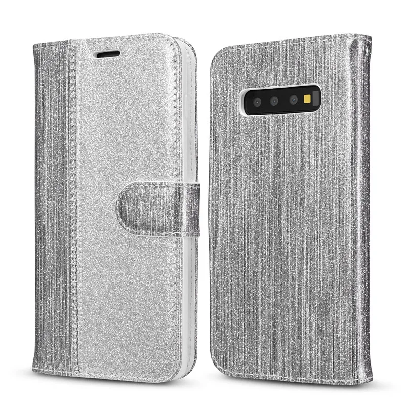 Серебристый Диаманта Bling Флип Чехол Для samsung Galaxy S10 S10E S9 S8 плюс S7 край S10Plus S9Plus кожаный бумажник-книжка блестящий чехол Чехол - Цвет: Серебристый