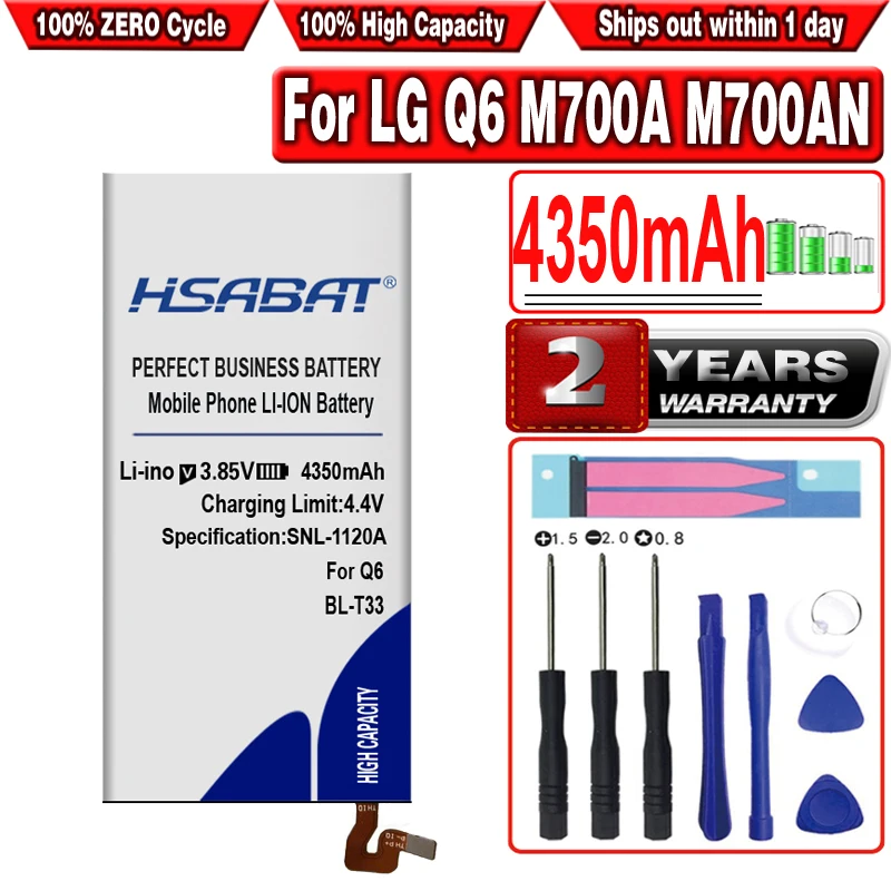 Аккумулятор HSABAT BL T33 4350 мАч для LG Q6 M700A M700AN M700DSK M700N|Аккумуляторы мобильных
