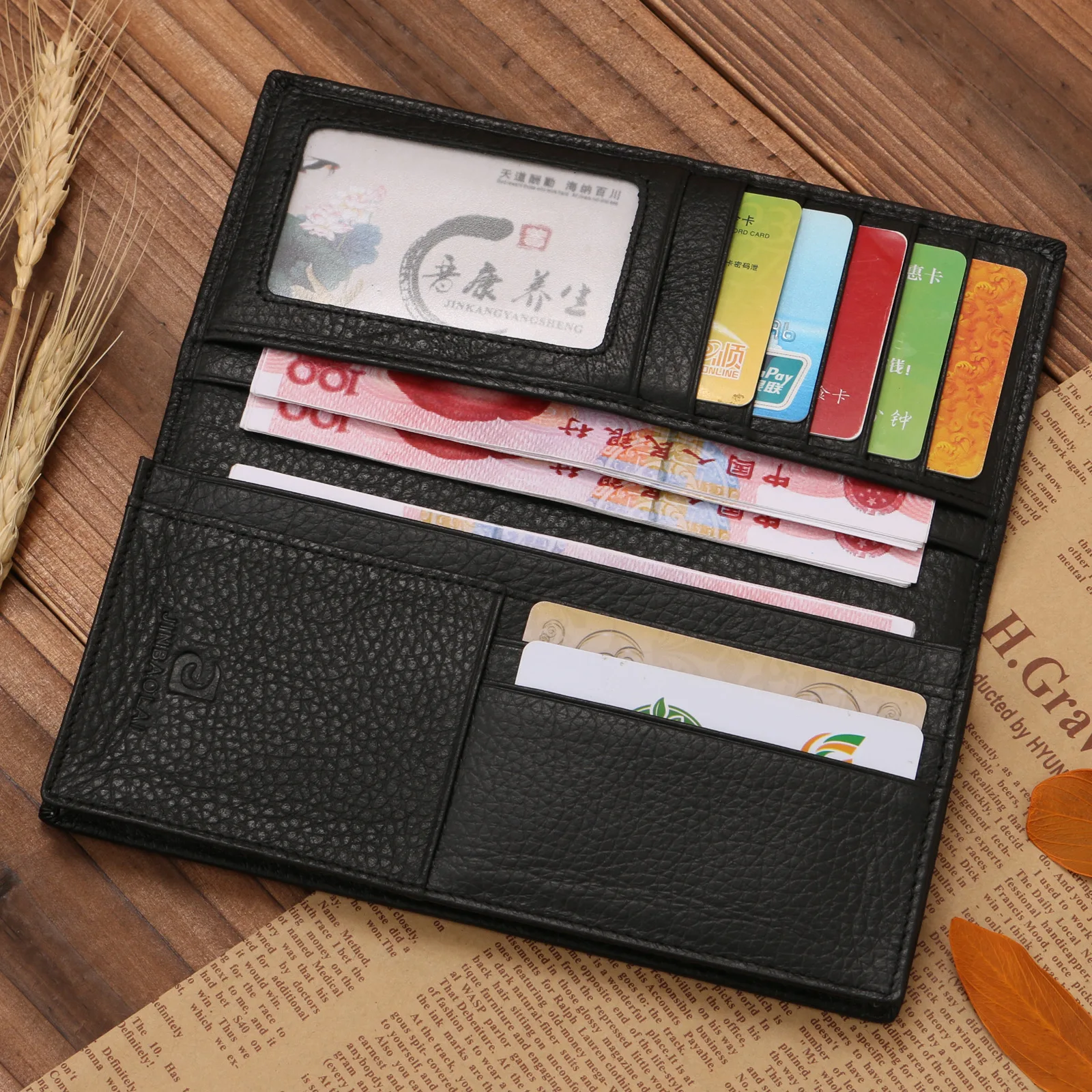 Брендовый мужской кошелек JINBAOLAI длинный клатч из натуральной кожи кошельки для