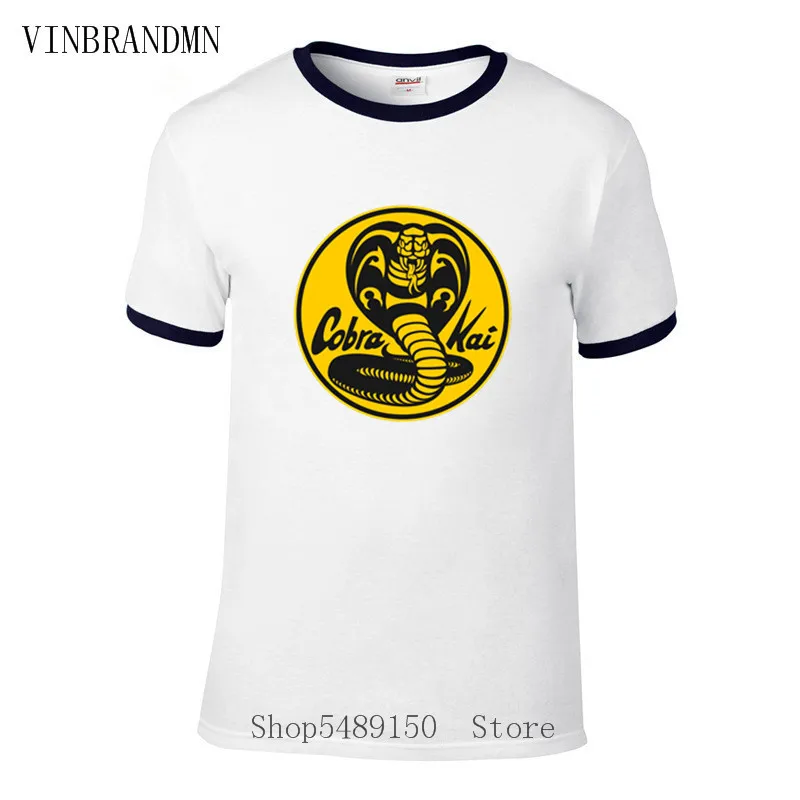 Cobra Kai T Shirt Snake Karate Dojo Anime Black Tshirts Casual Breathable Fitness Crewneck Homme Plus Size 100% Cotton Tops Tees | Мужская