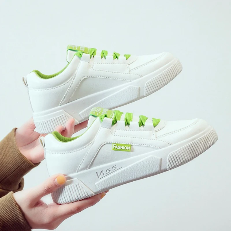 Женские кроссовки Белая модная женская повседневная обувь из искусственной кожи