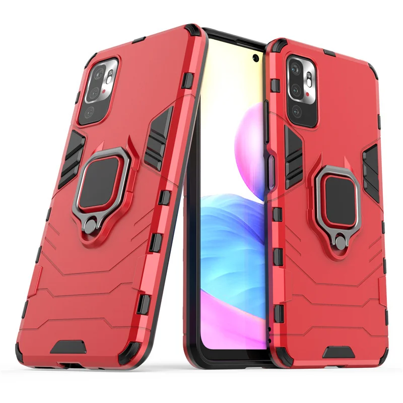 For Cover Xiaomi Poco M3 Pro Case For Poco M3 Pro Capas Shockproof Armor Back Magnetic Metal Holder Cover For Poco M3 Pro Fundas