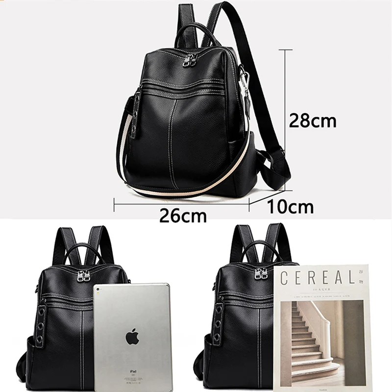 Повседневный Рюкзак из 100% натуральной кожи высокого качества черный рюкзак