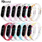 Ремешок BOORUI для xiaomi mi band 3, 4, силиконовый, водостойкий, с рисунком цветов, Сменные аксессуары для xiaomi mi band 3456