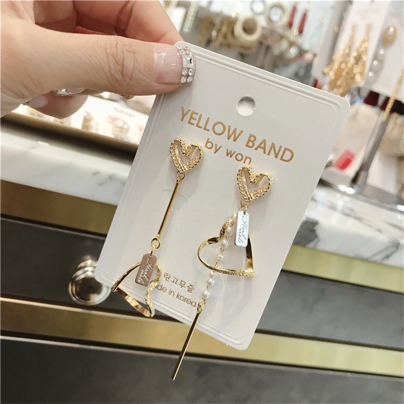 

Asymmetry Gold Hollow Heart Earring For Women Romantic Accessory All Match