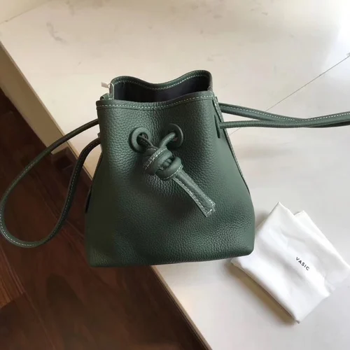 

women's bucket bag head layer cowhide simple draw rope one-shoulder slant bag