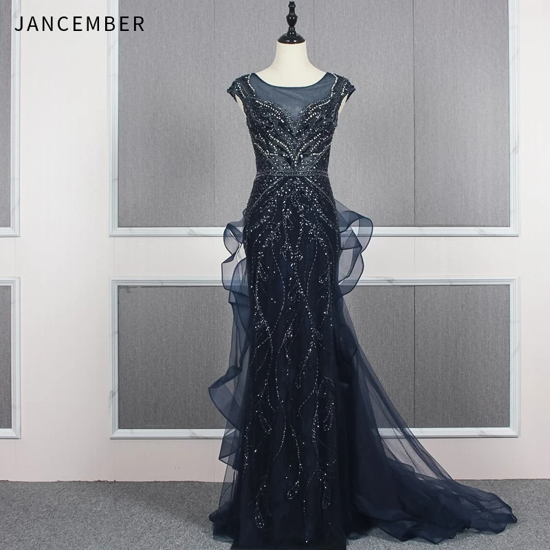 Женское вечернее платье JANCEMBER длинное с о вырезом и рукавом крылышком на молнии