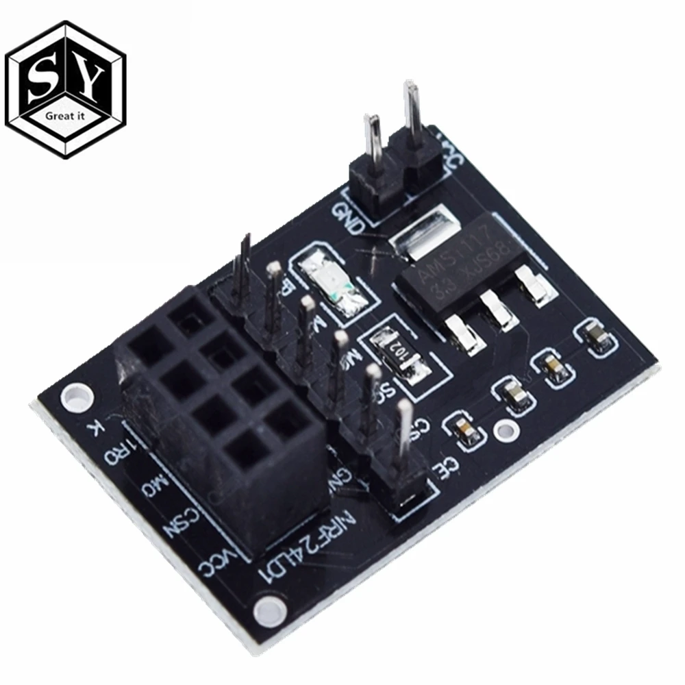 Отлично подходит для Arduino NRF24L01+ модуль беспроводной передачи данных 2,4G/NRF24L01 обновленная версия 2 Мбит/с NRF24L01 разъем Ada