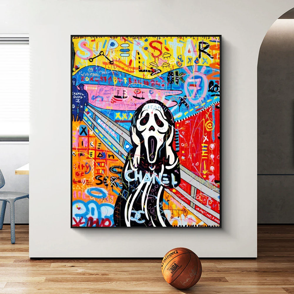 

Pop Art Graffiti Posters and Prints Wall Canvas Famous Painting Artwork Howard's Scream Picture for Living Room Home Decoration