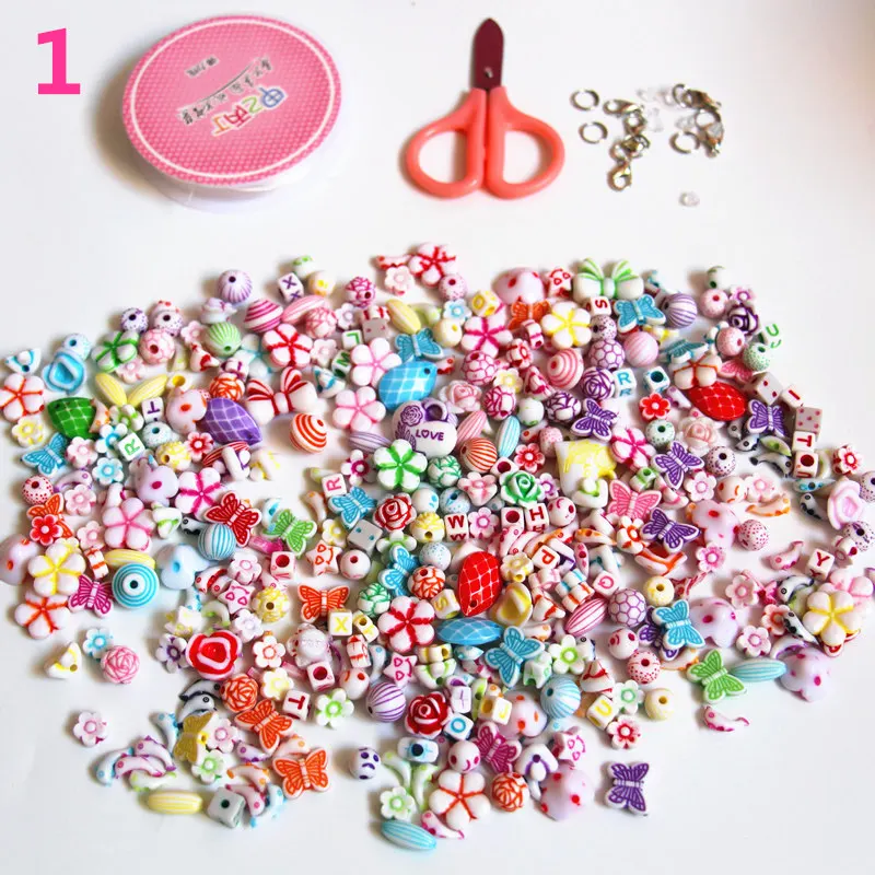 1 100 г/компл.(300-400beads) поезд упражнения для глаз Пластик набор аксессуаров DIY игрушки кольца ювелирные изделия ручной работы для детей раннего Educatinon подарки для девочек - Цвет: 1
