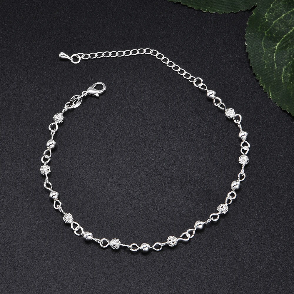 Браслеты-цепочки с кристаллами и бусинами простые очаровательные Покрытые