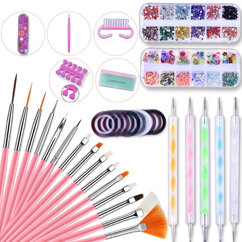 

Nail Diamonds Rhinestones Kit Nail Art Brushes Kit Nail Art Supplies with Nail Dotting Tools 3D Nail Art Sequin Nail Art K3NE