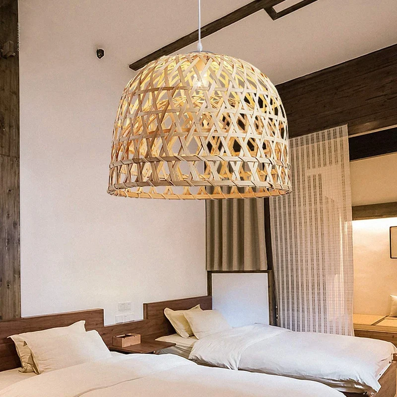 

Woven Bamboo Pendant Light,Simple Hand Weaved Pendant Light, Hanging Lamp Rattan Chandelier Pendant Ligh for Dining Room