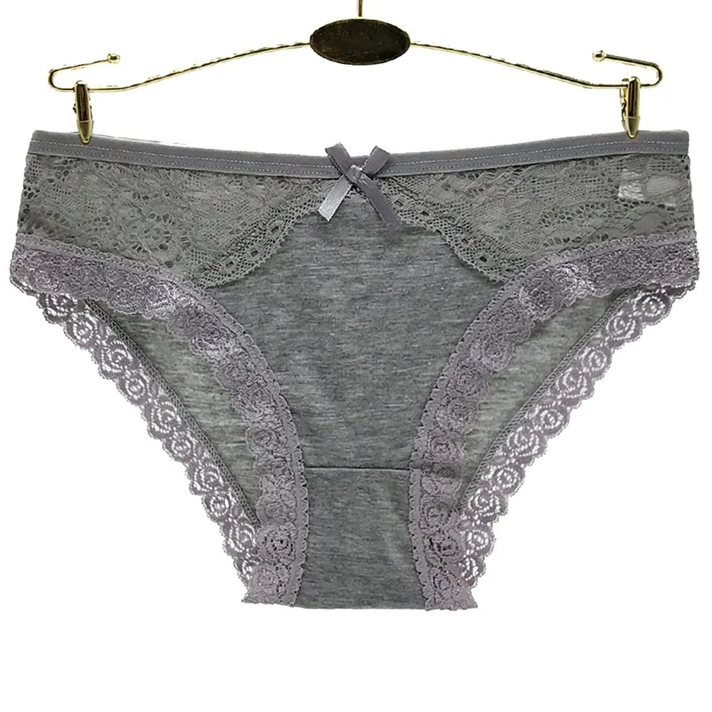 Gray AIDEVER кружевное цветочное сексуальное нижнее белье для женщин хлопковые удобные трусики пуш-ап для девочек повседневное сексуальное искушающее Бикини дамское белье - Цвет: Gray