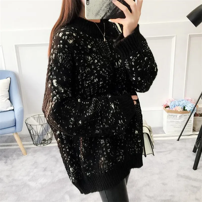 

Autumn and winter new loose long sweater women's head thick warm winter 2021 students wild knit bottoming shirt