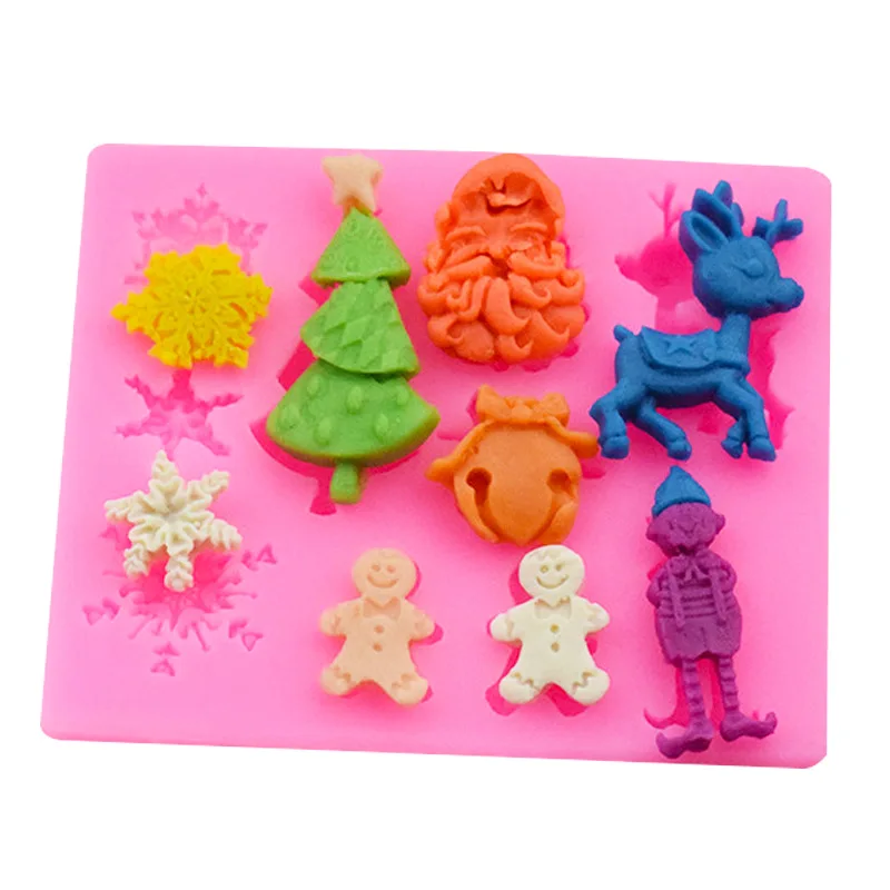 Снежинка Лось дерево помадка торт Силиконовая Форма рождественские украшения
